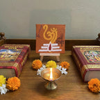 Om Namah Shivay Handmade Canvas Painting for Home Decoration, Living Room, Study Table (4*4 inches) with Easel