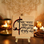 Divine Ganesha Mantra Desk Display – Handmade 4×4 Canvas with Easel | Ideal for Study Table, Home Décor & Puja Corners