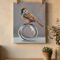 Hyper-Realistic Sparrow Wall Painting | Handmade Acrylic Art on Canvas | 16×12 Inch