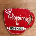 Hand-Painted MDF Cup Art Fridge Magnet with “Happiness Is Homemade” Quote