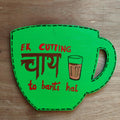 Hand-Painted Chai Quote MDF Cup Art Fridge Magnet - Ek Cutting Chai to Banti Hai