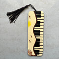 Handpainted Bookmark with Tassel – Piano Keys MDF Art Bookmark for Music Lovers, Handmade Reading Accessory