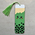 Handpainted Bookmark with Tassel – Cute Bubble Tea MDF Art Bookmark