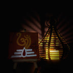 Om Namah Shivay Handmade Canvas Painting for Home Decoration, Living Room, Study Table (4*4 inches) with Easel